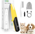 Dog Paw Trimmer with LED Light, 35dB Low Noise Paw Trimmers for Dog's Feet, 2 Speed Safety Electric Dog Clippers for Grooming, Rechargeable Cat Shaver for Paws, Ears, Face, Rump (Yellow)