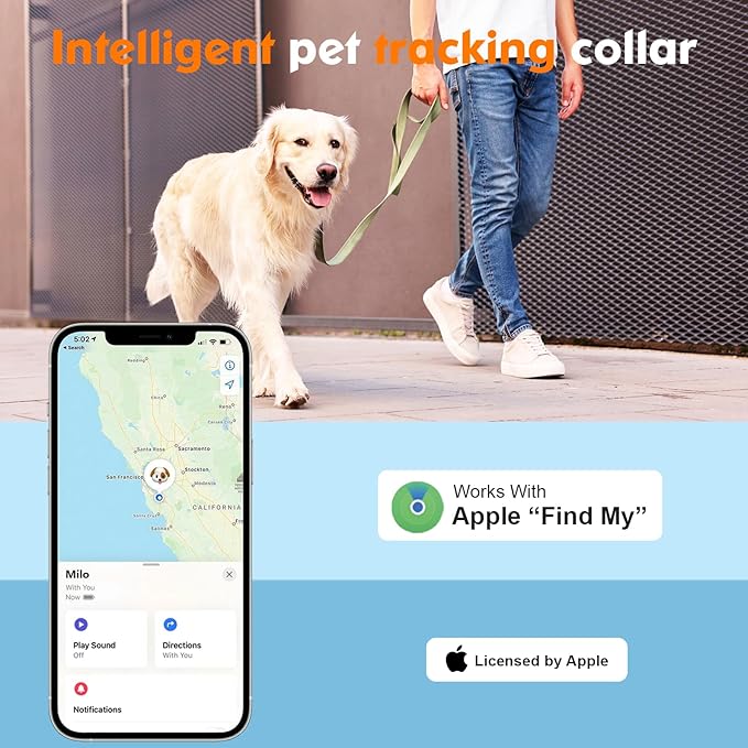 2-in-1 GPS Tracker for Dogs: Smart Collar with Real-Time Location, No Monthly Fee, Unlimited Range (iOS Only) GPS Tracker Dog Collar- Ideal for Small, Medium Large Dogs(Tracker Included) (Brown)