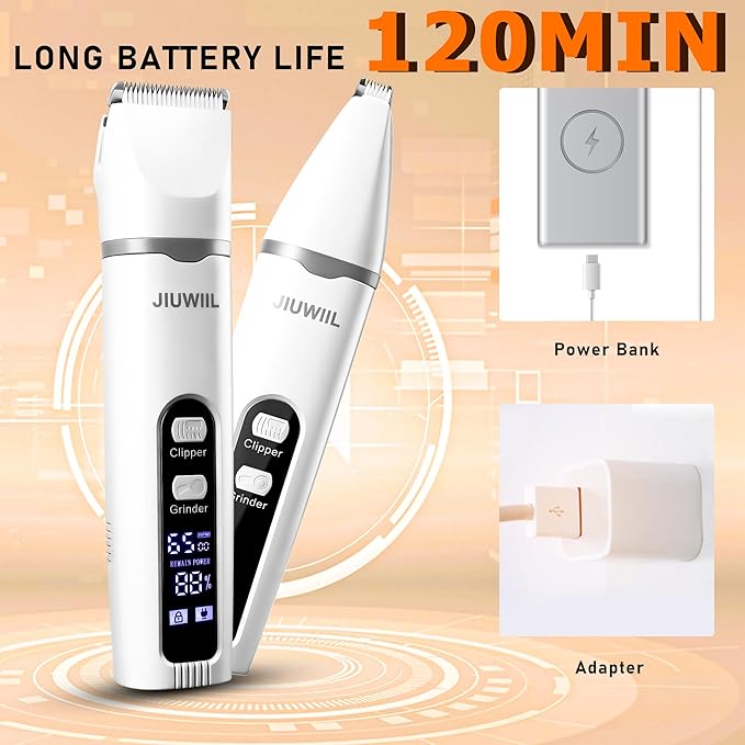Dog Clippers for Grooming, 4 in 1 Dog Grooming Kit Hair Clipper with LCD Display, Dog Trimmer for Grooming, Dog Hair Trimmer for Paw Nail Grinder,Shaver Grooming Supplies for Pet Cats Dogs
