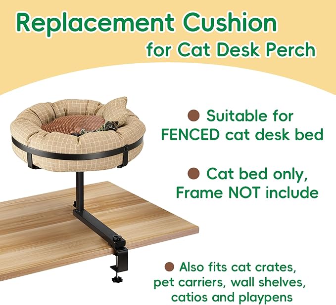 XXS Round Cat Bed 18 Inch - Washable Donut Cat Bed for Indoor Cats, Small Soft Cat Bed for Crate, Carrier, Catio, Playpen, Wall Shelve, Replacement Cushion for Cat Desk Perch, Yellow