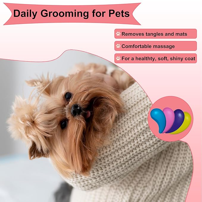 Puppy Brush - Soft Dog Brush - Perfect Yorkie, Shih Tzu, Maltipoo & Maltese Grooming - Gentle Hair Remover for Easy Pet Grooming at Home (Rose Red)