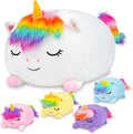 Unicorn Plush, Stuffed Animal Set with 4 Baby Unicorns, Soft Stuffed Toy Pillow, Pink Birthday for Kids Boys Girls