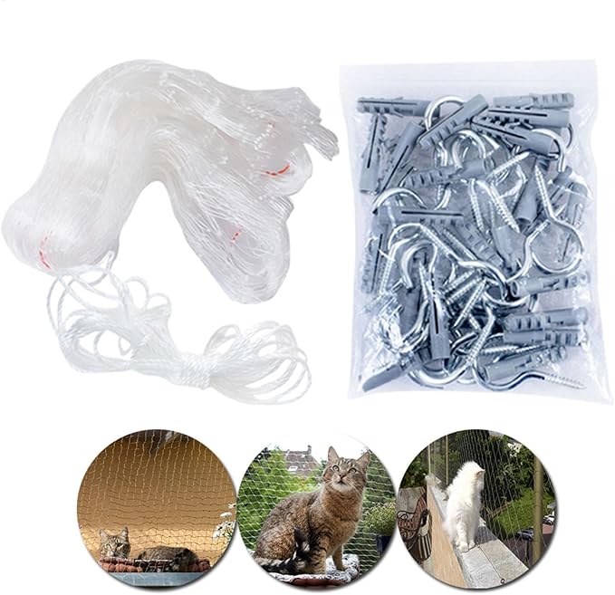 Cat Balcony Net - Cat Safety Net for Balcony | Anti Fall Pet Fence Nets | Pet Anti-Escape Net | Transparent Pet Protection Net | Steel Wire Protective Cover for Balconies Window Enclosures