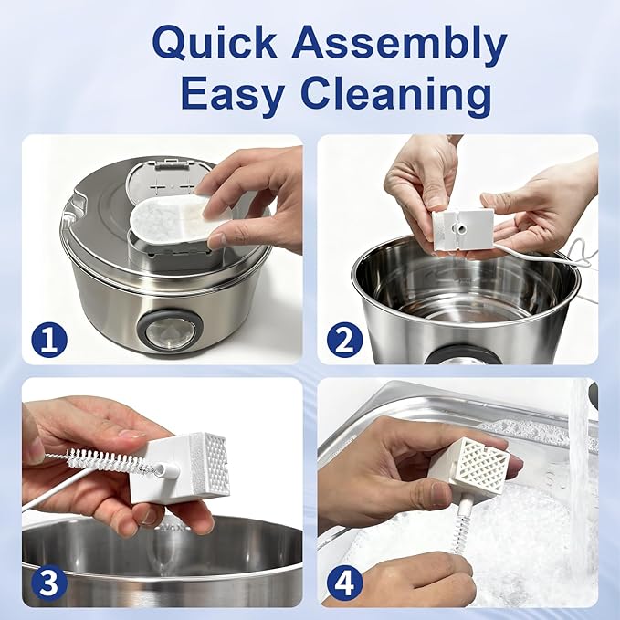 LucidShine 108oz/3.2L Stainless Steel Cat Water Fountain with 4 Replacement Filters(Up to 4-Month Supply, Ultra Quiet Automatic Pet Water Dispenser, Dishwasher Safe Metal Bowl for Cats & Dogs