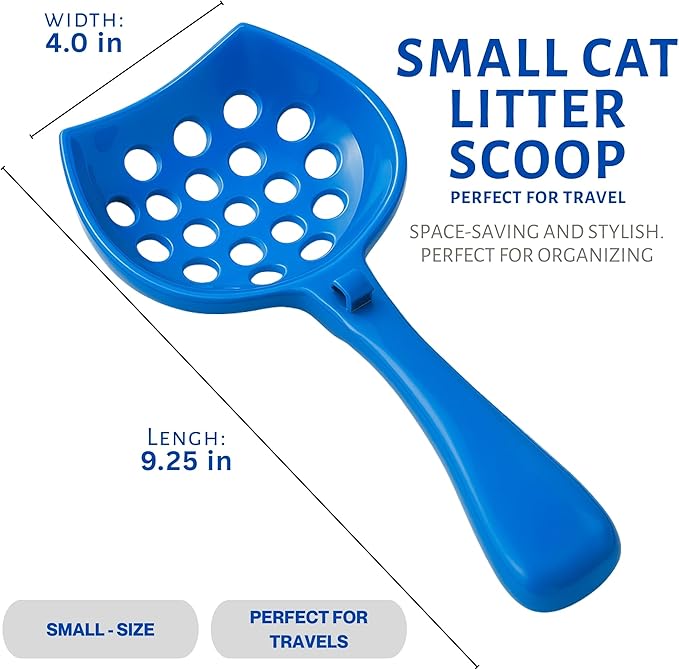 Small cat Litter Scooper with Holder: Perfect for Small Spaces. cat Litter Scooper with Holder: Easy to Store Anywhere. cat Scooper for Litter Box - Pellet Litter Scoop (Blue)