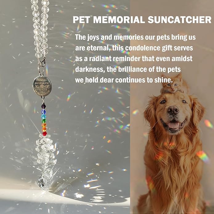Pet Memorial Sympathy Gifts for Dogs Loss Suncatcher Crystal Bereavement Grief Sun Catcher Rainbow Maker for Cat Remembrance Condolences