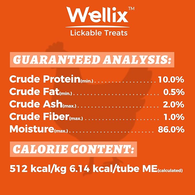 Wellix Lickable Cat Treat for Indoor Cats - Salmon Oil & Chicken Flavor Kitten Snacks for Training - Squeezable Cat Treats for Healthy Skin & Coat - 24 Tube Treats for Cats