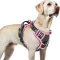rabbitgoo Dog Harness for Large, No Pull Pet Harness with 3 Buckles, Adjustable Soft Padded Vest with Control Handle, Walking Reflective Pet Vest for Large Dogs, Black & Pink, L