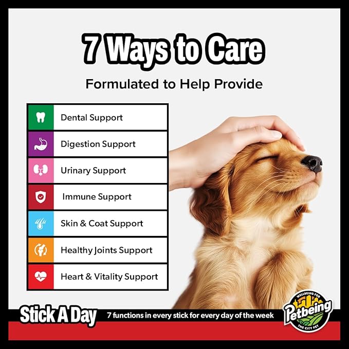 Stick a Day for Dogs | Specially Formulated 7-in-1 Functions Daily Real Meat Supplement for Dogs | Dog Chew Stick & Pet Vitamins Supplements Combination (7-Pack x 4, Chicken)