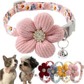 Small Dog Collar with Flower, Puppy Collar for Girl Cute Female Dog Collars for Small Dogs Pink Floral Kitten Collar with Bell Adjustable for Tiny Little XXS XS Extra Small Pets Cats Dogs, XSmall