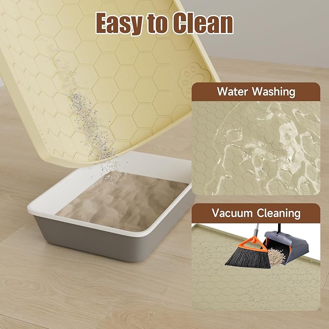 Pawinner Cat Mat for Litter Box, 40" X 28" Large Silicone Cat Litter Trapping Mat, Waterproof Cat Litter Mat, Soft on Kitty Paws, Easy to Clean, Non-Slip Kitty Scratch Pad for Floor(Yellow)