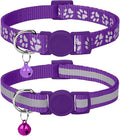 Taglory Kitten Collar Breakaway with Bell, Reflective Soft Cat Collar for Small Kittens, Adjustable 6-8 Inch High Visibility Night Strip, Lightweight for 2-6 Months Baby Cats, 2 Pack, Purple