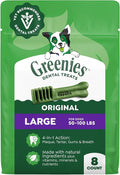 Greenies Veterinarian-Recommended Adult Natural Dental Dog Treats Large Size, Dog Dental Chews, Original Flavor, 12 oz. Pack, 8 Count