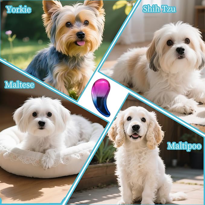 Comma-Shaped Small Dog Brush and Cleaning Comb, Fit for Yorkie, Shih Tzu, Maltese Maltipoo Pomeranian - Gentle Soft Bristles for Effortless Pet Hair Removal, Puppy Essentials (Gradient Color)