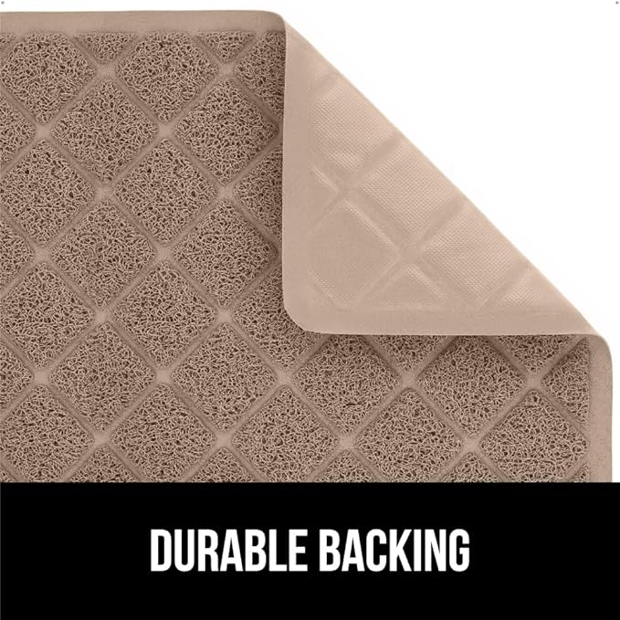 GORILLA GRIP Cat Litter Box Mat, 47x35, Water Resistant, US Designed Kitty Litter Trapping Mats, Easy to Clean, Scatter Control, Less Mess and Clean Floors, Kitten Supplies for Indoor Cats, Beige