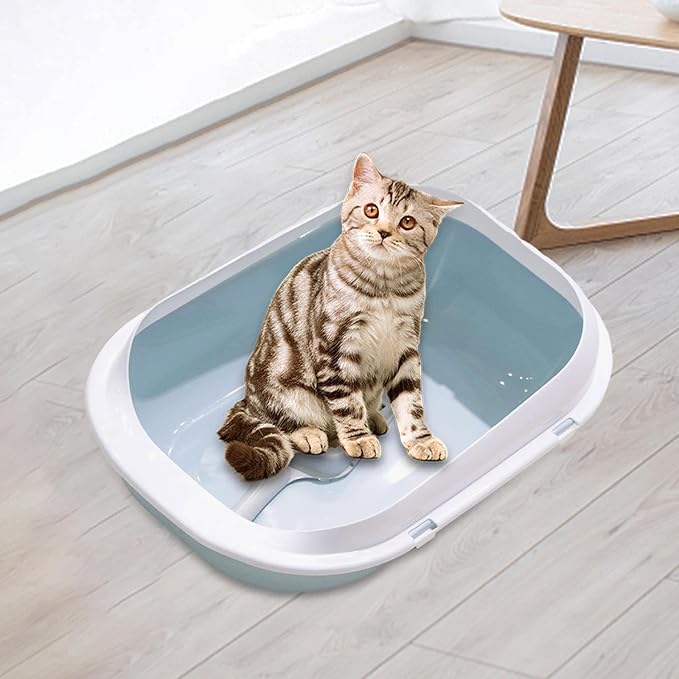 Cat Toilet Cat Litter Tray Open Top Pet Litter Tray Durable Large Space Bedpan Kitty Litter Pan, Cat for Dog Small Animals Kittens, Blue