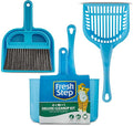 Fresh Step 4-in-1 Deluxe Litter Cleanup Kit - Cat Scoop, Broom, Dust Pan, and Hanging Caddy, Compatible with Standard Plastic Litter Pans and Disposable Litter Boxes, Blue