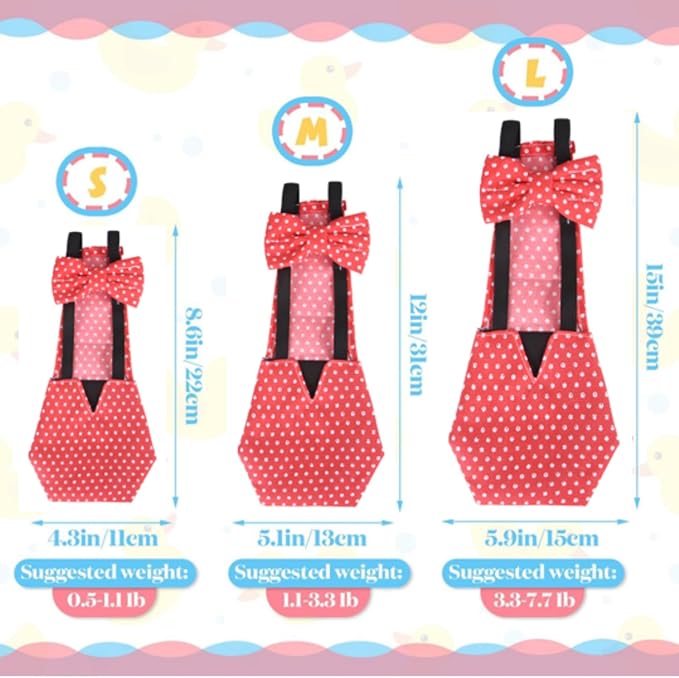 DoubleFill 6 Pcs Chicken Diapers for Indoor Chickens Reusable Washable Duck Diapers with Bowtie Adjustable Ducklings Pet Poultry Potty Training Clothes for Rooster Chicken Geese(Classic,M)