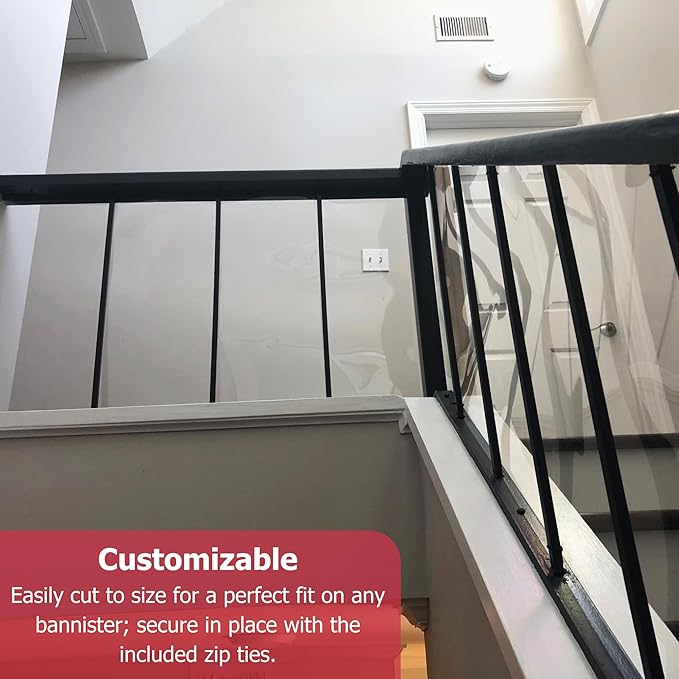 Cardinal Gates KS5 Banister Shield Protector - Clear Indoor Banister Guard for Babies - Shatterproof Plastic Banister Guard for Pets - Made in The USA - 5 Foot Roll
