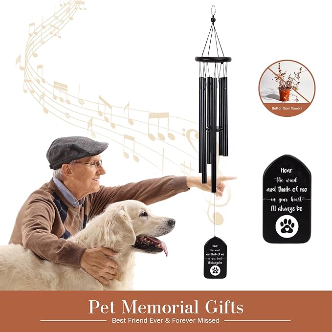 Pet Memorial Wind Chime - Cat Dog Memorial Gifts for Loss of Dog Sympathy Gift, Dog Bereavement Gifts Wind Chimes, Dog Remembrance for Dog Passing Away, in Memory of Dog