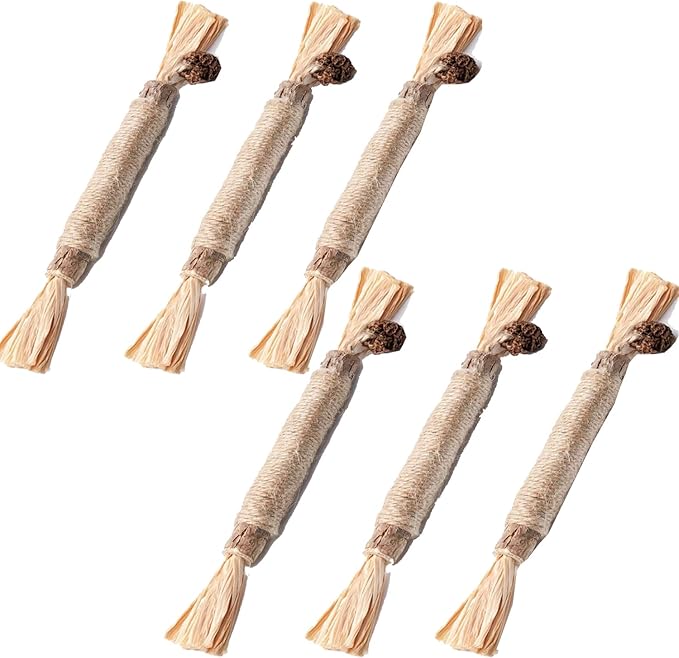 Vintage & Haven Pcs Natural Silvervine Sticks Cat Toys, Catmint Silvervine Blend Sticks, Kittens Chew Toys for Teeth Cleaning, Matatabi Dental Care Cat Treat, Consumable Kitty Lick Toys (6 Pcs)
