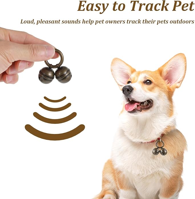 4 Pcs Dog Bells for Collar, Bells for Dog Collars with Quick Clips, Copper Pet Tracking Bell for Cats & Dogs