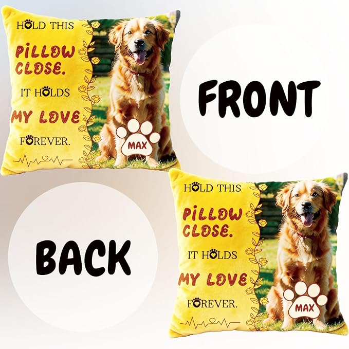 Photo Pet Memorial Throw Pillow | Personalized Custom Pillow, a Warm & Comforting Gift for Remembering Beloved Dogs and Cats