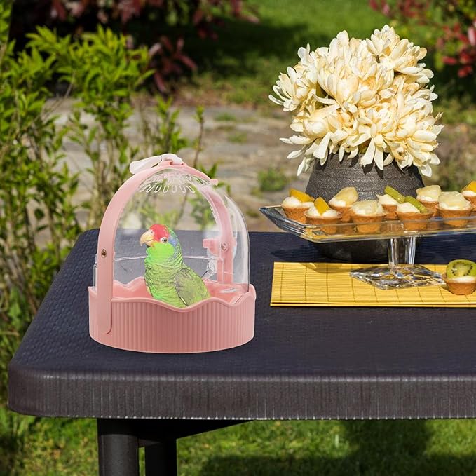 WOONEKY Portable Parakeet Travel Cage Lightweight Breathable Bird Carrier with Large Space for Outdoor Use Suitable for Small Parrots and Parakeets