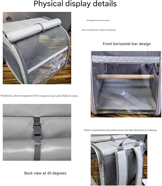 Portable Breathable Bird Backpacks Carriers with Removable Tray and Shade Cloth for Small Parrots Travel Cage Compacts Bird Cage Backpacks