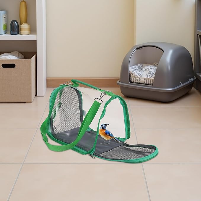 BESPORTBLE Portable Bird Carrier Cage for Small Birds and Parakeets, Lightweight Plastic Travel Cage with Carry Handle, Compact Green Travel Box for Outdoor Transport and Vet Visits