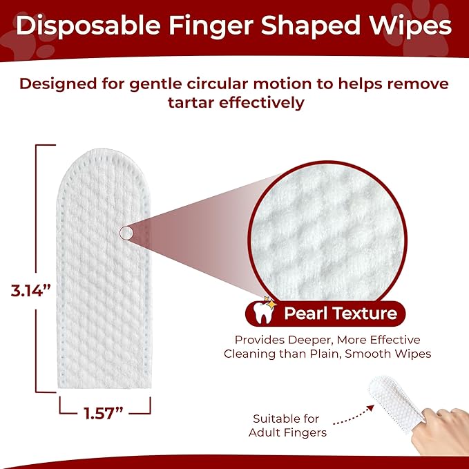 Pets & Pupps Dog Teeth Cleaning Wipes, Cats & Dogs Tooth Brushing Kit to Remove Plaque & Tartar Buildup, Dog Toothbrush and Toothpaste Alternative for Dog Breath Freshener & Dental Care - 50 Count