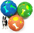 Leejec Dog Toys, 2.5" Interactive Light up Balls, Chew Toys for Medium and Small Breed, Rubber Durable Fetch Training Balls, Pet Birthday Gift, 3-Pack