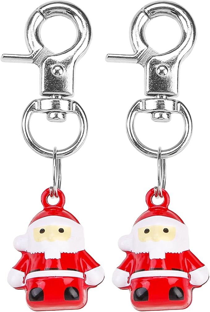 EXPAWLORER Christmas Cat Bell 2 Pack - Santa Pet Collar Accessories Bells Loud with Claw Buckle, Holiday Collar Charm Jingle Pendants Ornament, Save Birds Tracker, Xmas Neck Decoration for Cats Dogs