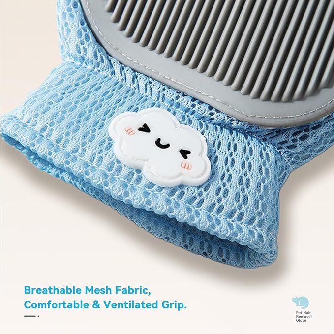 Pet Hair Remover Glove for Dogs & Cats, Upgraded Reusable 5-Finger, Gentle Deshedding Grooming Brush, Pet Hair Removal Tool for Furniture, Couch, Carpet, Car Seats, Sky Blue, 1 Count
