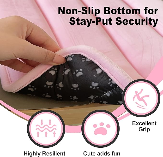 Dog Crate Pad, Ultra Soft & Anti-Slip Kennel Mat, Secure Fit for Metal Crates & Dog Cages, Washable Cozy Bed for Small Medium Large Dogs (Pink, L(34"*20"*1.5"))