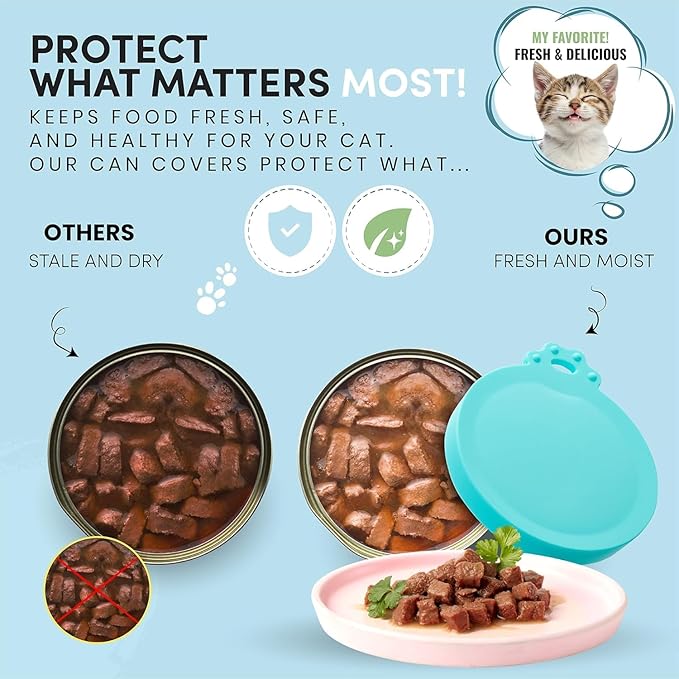 3 Pack Universal Pet Food Can Covers Lids - One fit 3 Standard Size Cans for Cats and Dogs Food Cans - Easy to Clean - Safe Silicone - Woodland Glow
