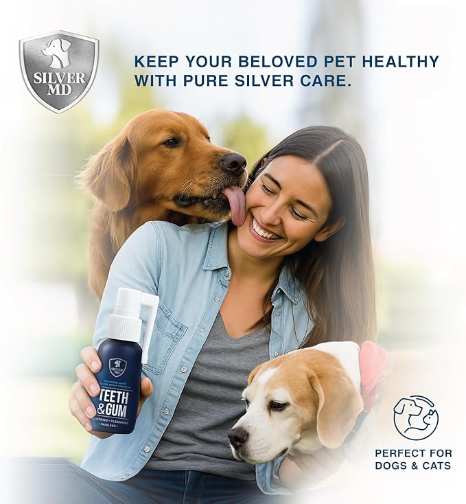Pet Dental Care Spray for Dogs & Cats, 8 Oz, Breath Freshener & Oral Hygiene Solution with Nano Silver & Tartar Buildup Support, Teeth Cleaning Gum Spray, Gentle Formula, No Brushing