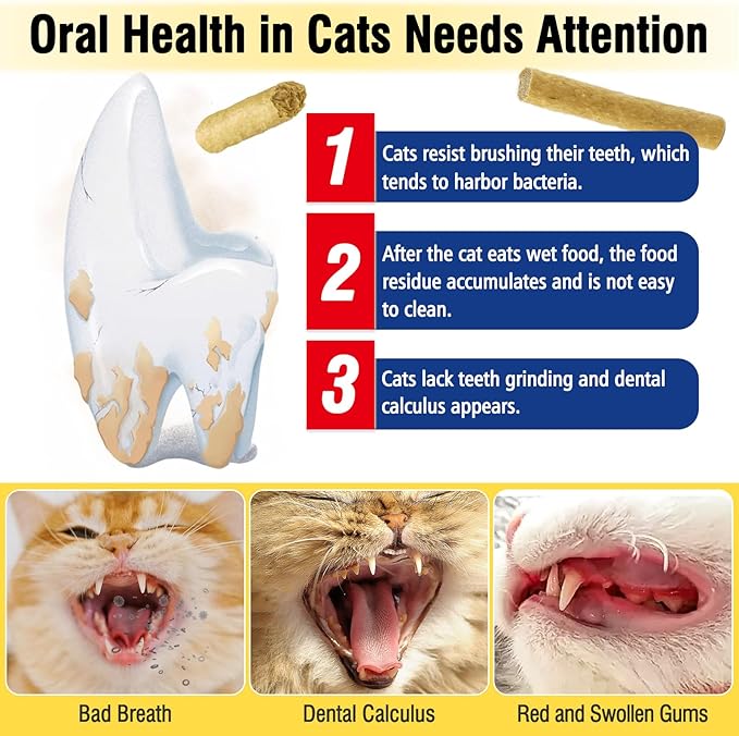 150g Freezed Dried Cat Dental Treats Chicken Flavor, Cat Chew Stick for Freshens Breath and Reduce Tartar, Feline Teething Sticks Cats Treats Snack