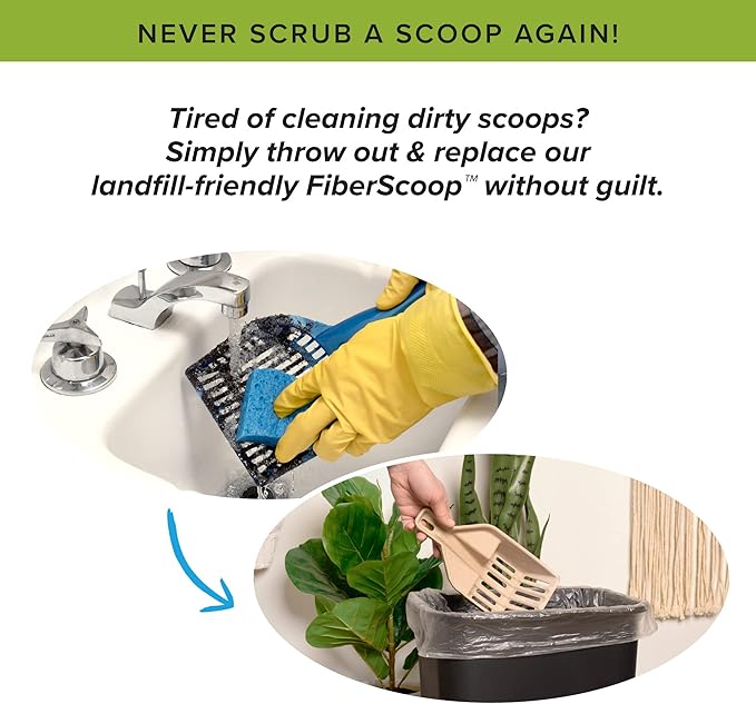 Kitty Sift FiberScoop Disposable Litter Scoop, Plastic-Free & Sustainable - Natural, One Size (Pack of 2)