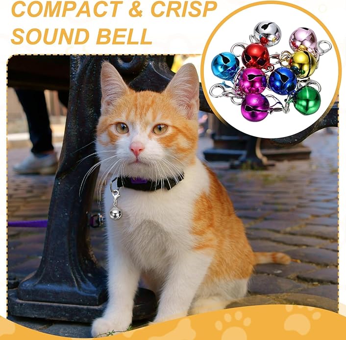 Cat Bell, Small Matte Pet Copper Bell Collars Charm with Lobster Buckle Loud Crisp Sound Anti-Lost Pendant Accessory