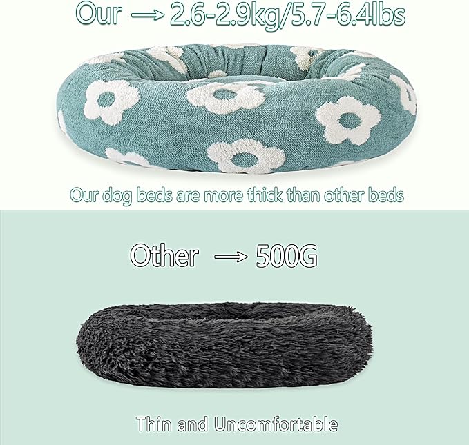 39 Inch Calming Dog Bed for Large Dogs, Round Anti-Anxiety Warm Bed, Soft Cozy Anti-Slip Donut Washable Pet Bed, Fits up to 100 lbs Pets