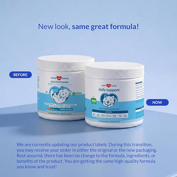 Multivitamin for Cats - 4oz Powder - L-Lysine, Taurine, and Spirulina for Immune Support and Eye Health - Fish Oil & Vitamins for Skin and Heart Health. (for Cats)