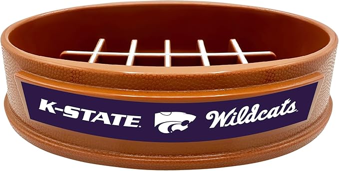 NCAA Super-Bowl - Kansas State Wildcats Slow Feeder Dog Bowl. Football Design Slow Feeding Cat Bowl for Healthy Digestion. Non-Slip Pet Bowl for Large & Small Dogs & Cats