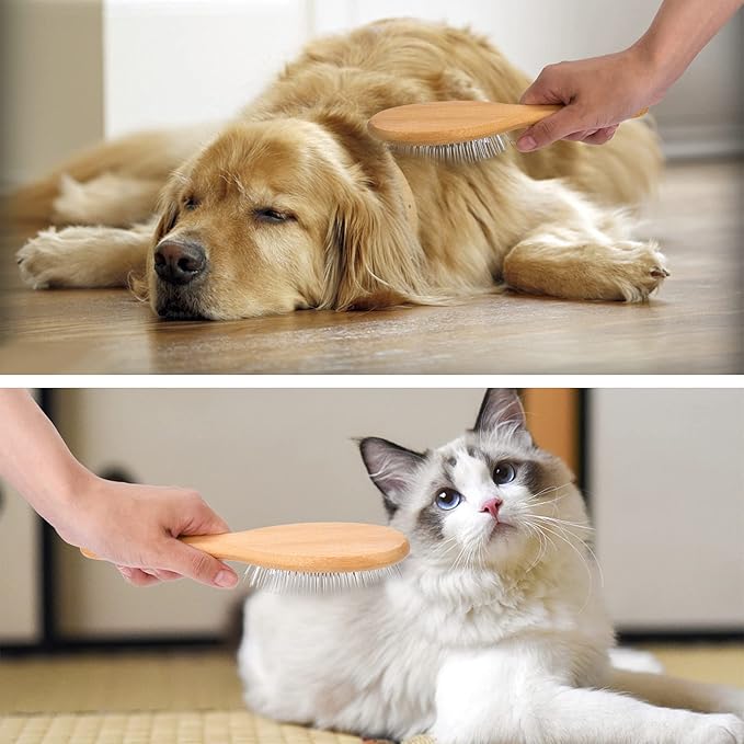 KylePet Dog Cat Brush, Pet Brushes for Dogs Pet Slicker Brush with Bamboo Handle for Dogs and Cats Long Hair Pets Grooming Comb for Removing Shedding