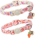 2 Pack Easter Cat Collar, Colorful Carrot& Carrot Egg Pattern Kitten Breakaway Collar,Adjustable Durable Easter Collar with Bell&Pendent for Female Male Cat