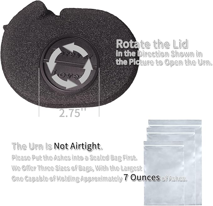 Black Resin Cat Urns for Ashes, Sleeping Matte Black Pet Urns for Cats, Fur-Like Texture Urn for Cat Ashes, Secure Threaded Closure, Holds Cats Up to 7kg, 6.69 x 4.96 x 3.15 Inches