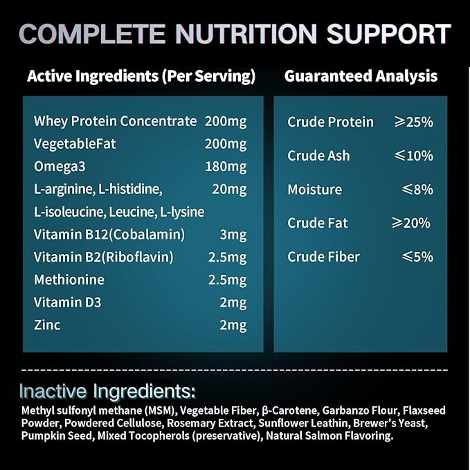 Muscle Gain Chews Dog Weight Gainer Supplements with High Protein & Canine Amino Acids Puppy Vitamins Canine Muscle Builder Formula for Bully & All Breeds Puppies & Adult & Senior Dogs-100 Count