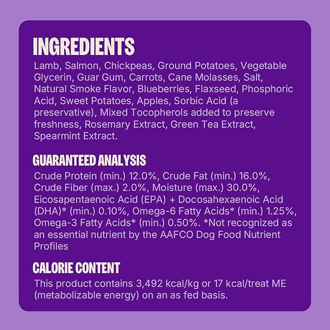 Wellness Rewarding Life Soft Dog Training Treats, Natural, Grain Free, Lamb and Salmon Recipe, 6 oz Bag