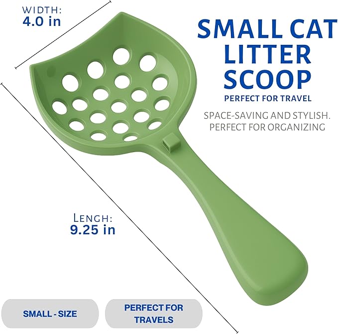 Small cat Litter Scooper with Holder: Perfect for Small Spaces. cat Litter Scooper with Holder: Easy to Store Anywhere. cat Scooper for Litter Box - Pellet Litter Scoop (Green)