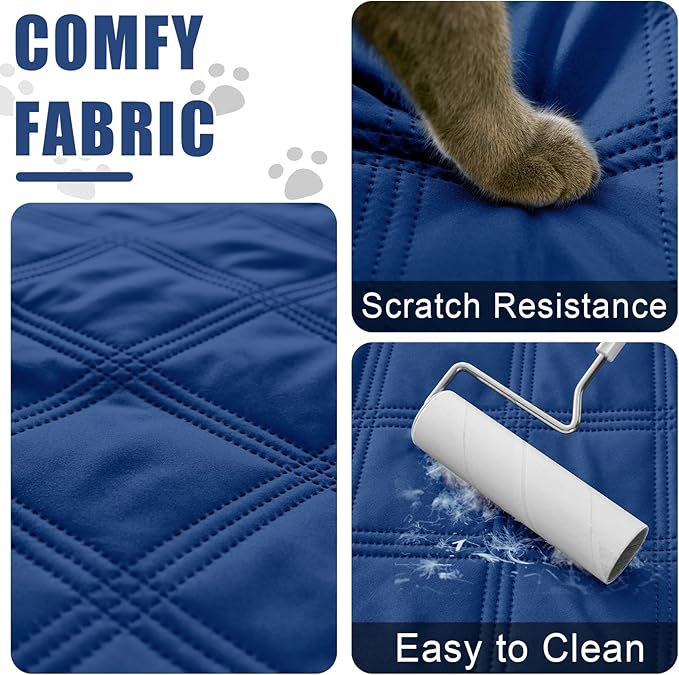 Smiry Waterproof Dog Bed Cover Blanket 40x70, Soft Reversible Pet Blanket, Washable Leakproof Cats Dogs Couch Cover for Sofa, Couch, Furniture, Navy/Blue